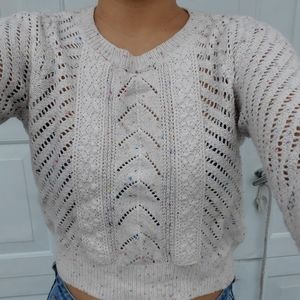 Cropped cream sweater